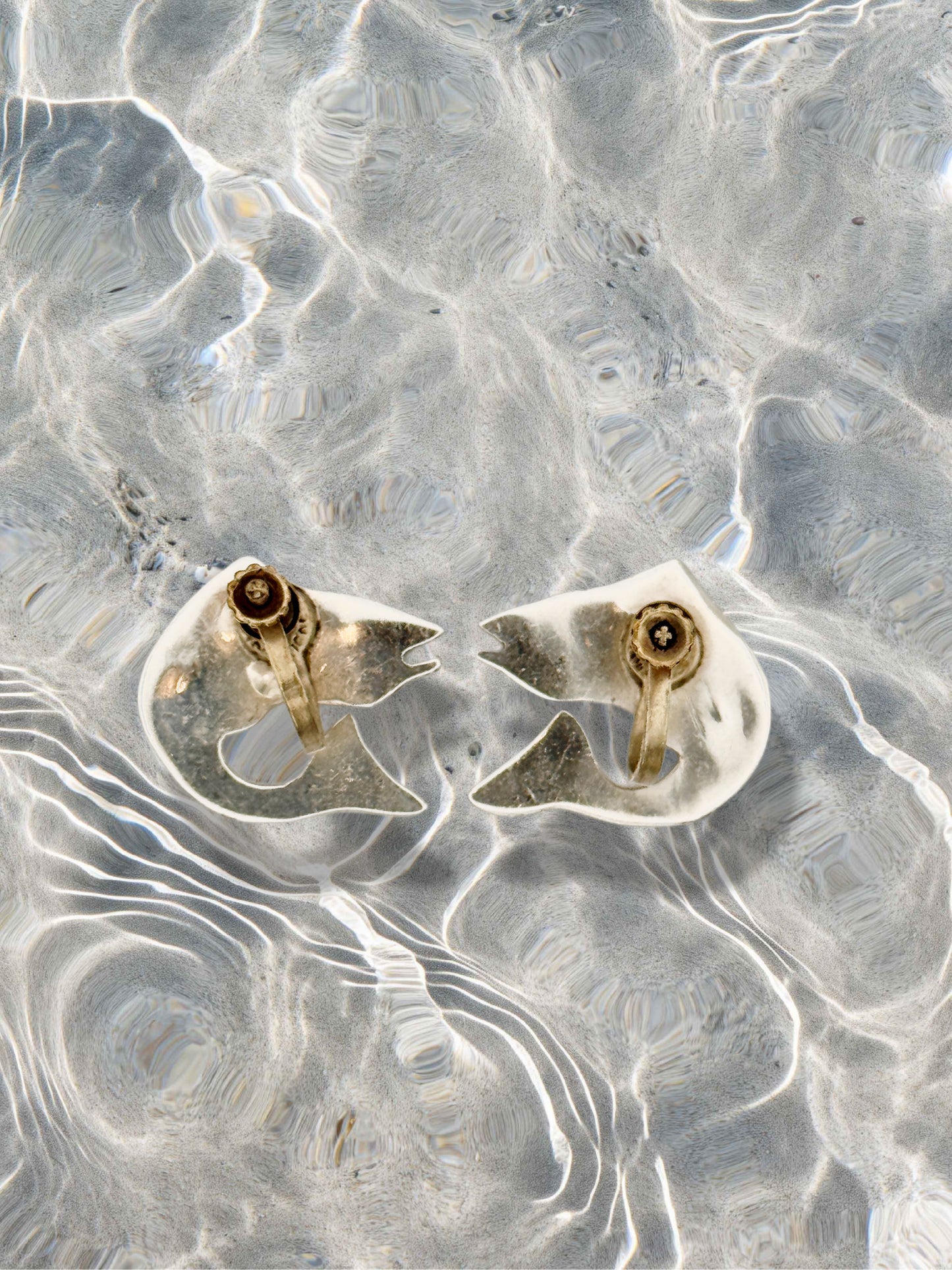 Vintage Sterling Silver Fish Screw Back Earrings | Abalone Shell Inlay | EK Sterling Silver