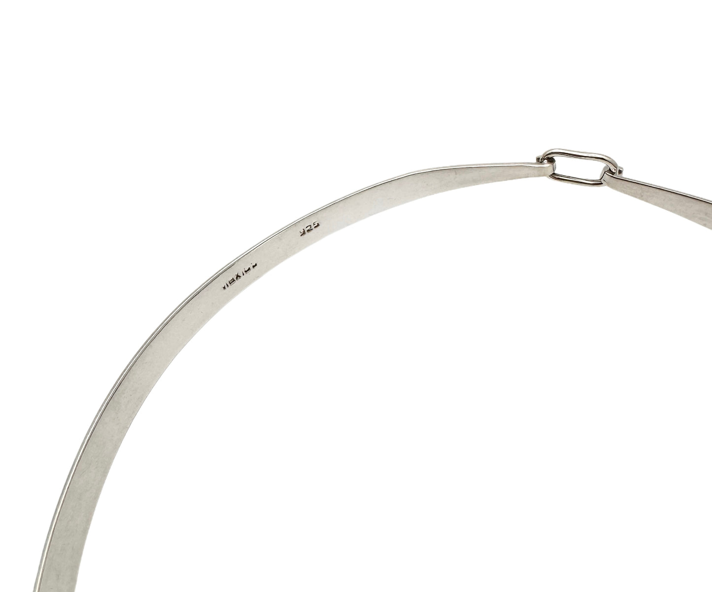 Vintage Sterling Silver Cuff Necklace with square shape Black Onyx Pendant | Torque Necklace