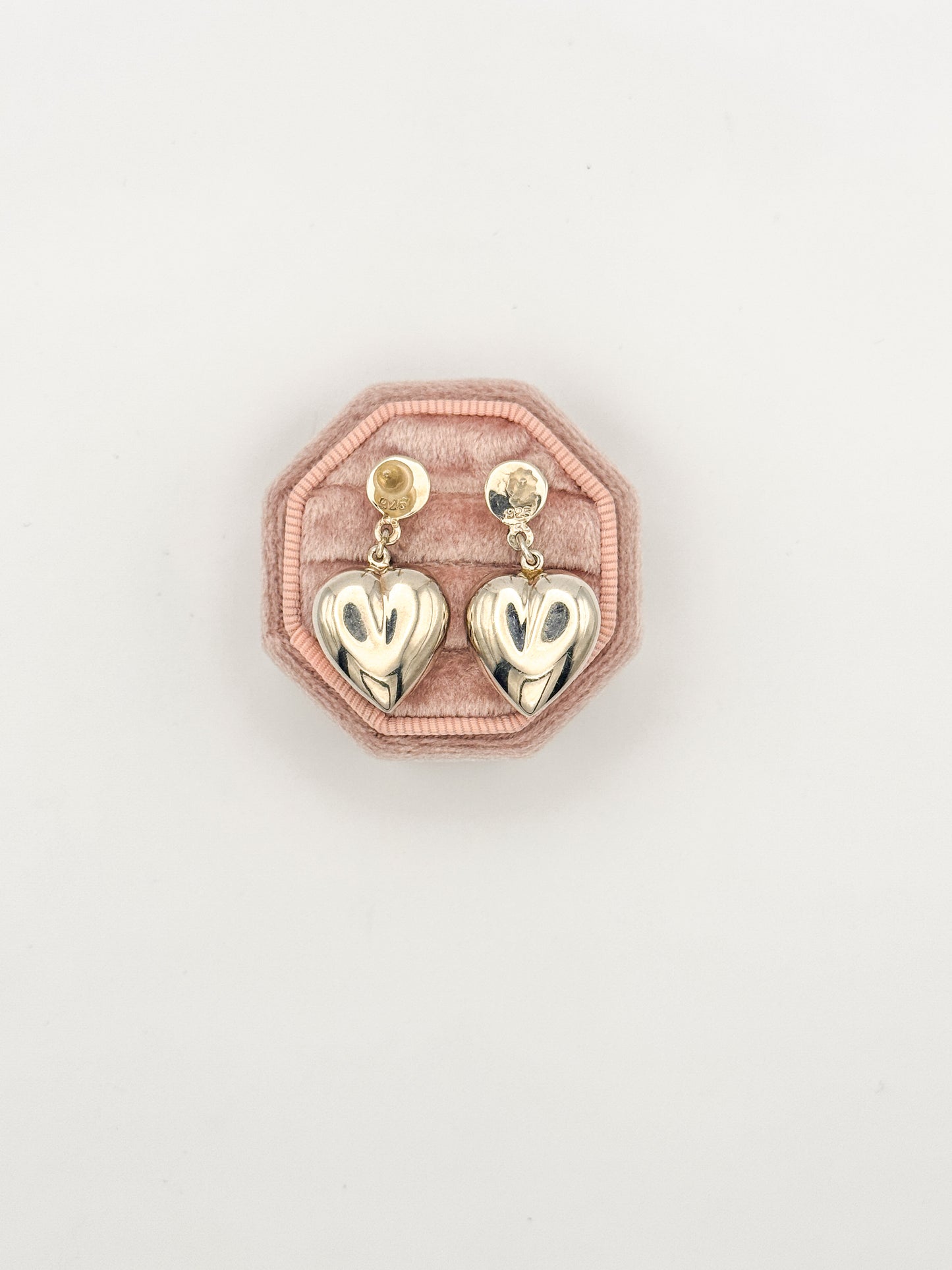 Vintage Sterling Silver Puffy Heart Earrings