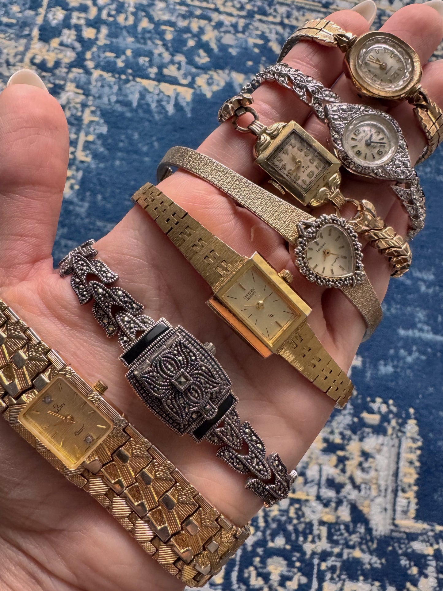 1970s/1980s Vintage Neo Art Deco Elgin Gold Toned Watch