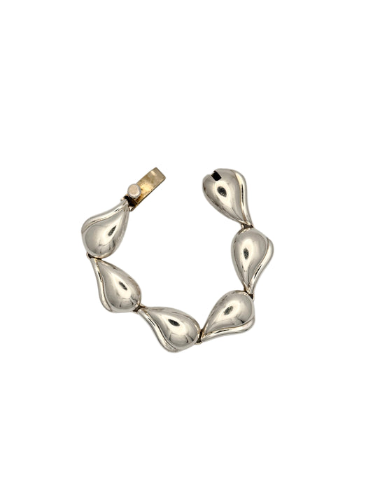 Vintage Mexico Sterling Silver Seashell Motif Link Bracelet