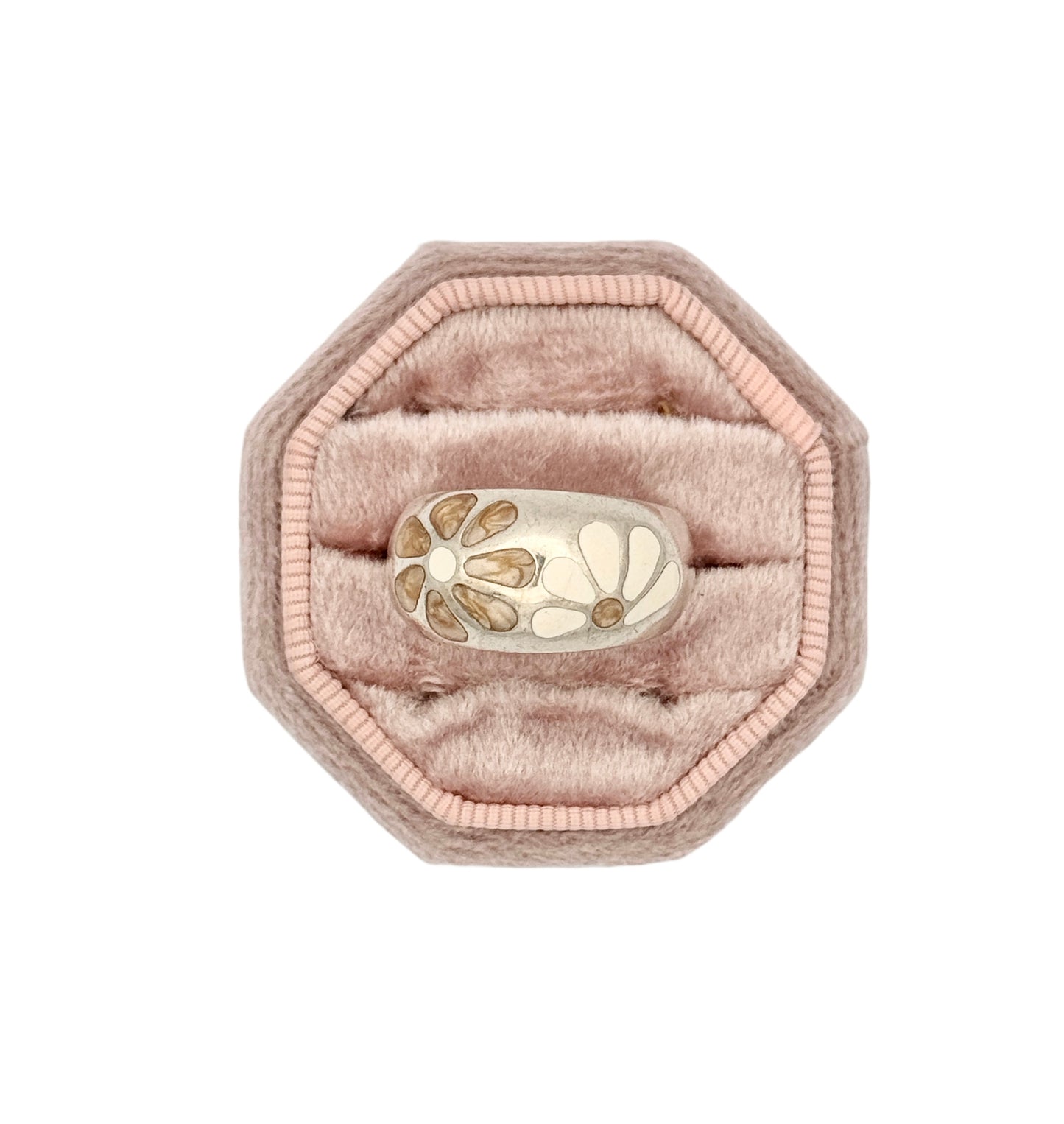 Sterling Silver Ring: Floral Enamel Size 8