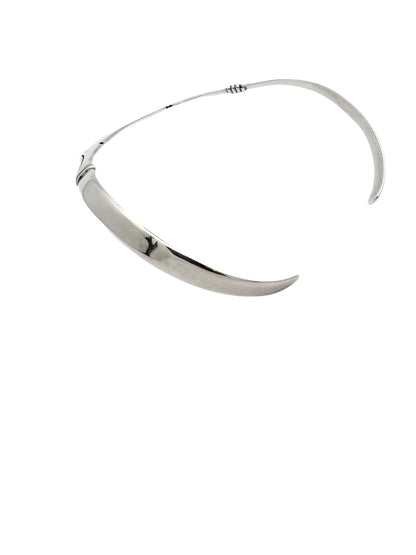 Vintage Sterling Silver Sculpted Silver Torque Necklace | Signed Mexico TR-70