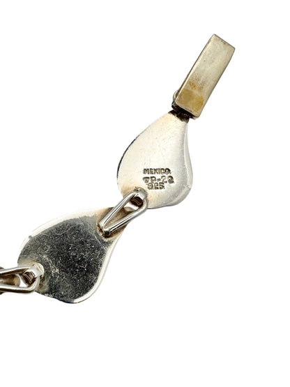 Vintage Mexico Sterling Silver Seashell Motif Link Bracelet