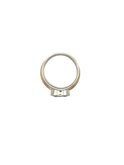 Vintage Sterling Silver White Topaz Ring | Mixed Metal Band