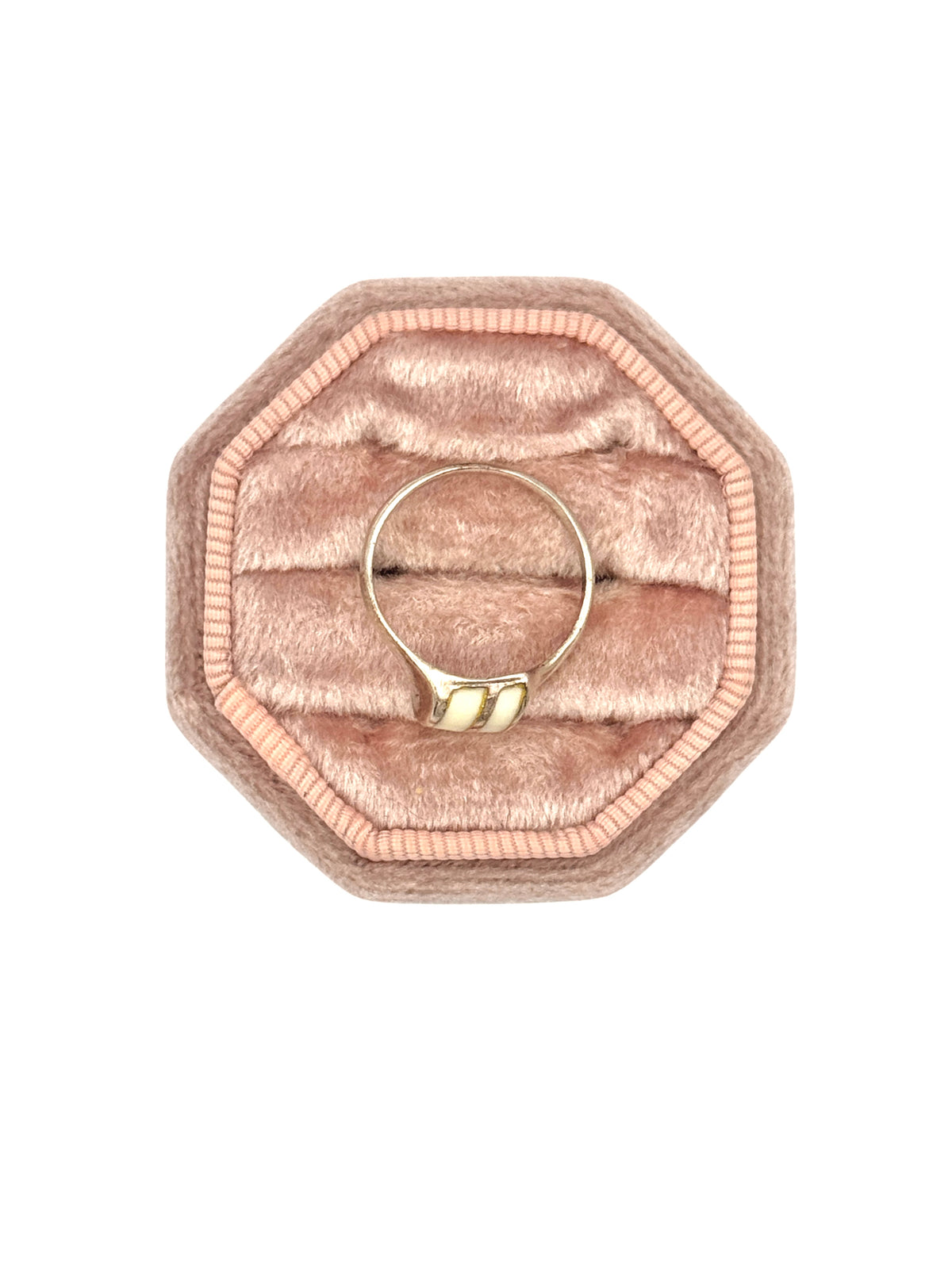 Sterling Silver White Enamel Inlay Ring