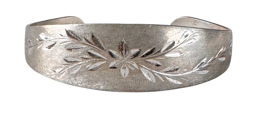 Vintage Sterling Silver Floral Cuff