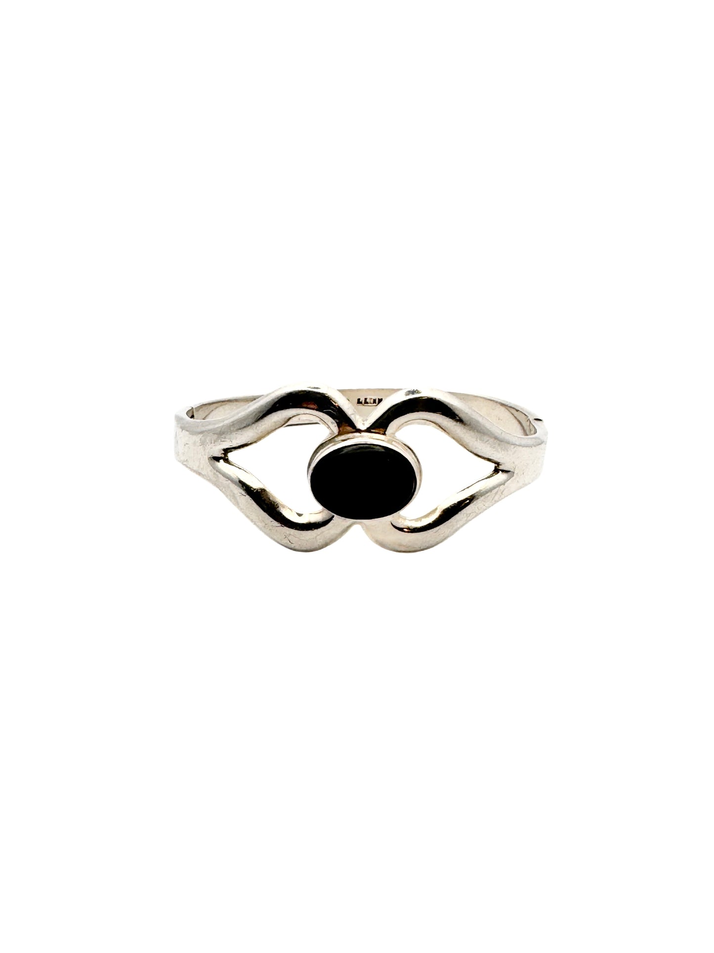 Vintage Black Onyx Mexico Sterling Silver Bangle