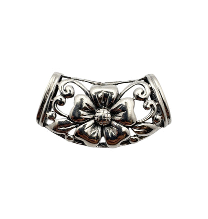 Vintage Sterling Silver Cuff Necklace | Floral Pendant | Mexico 925 | Torque Necklace