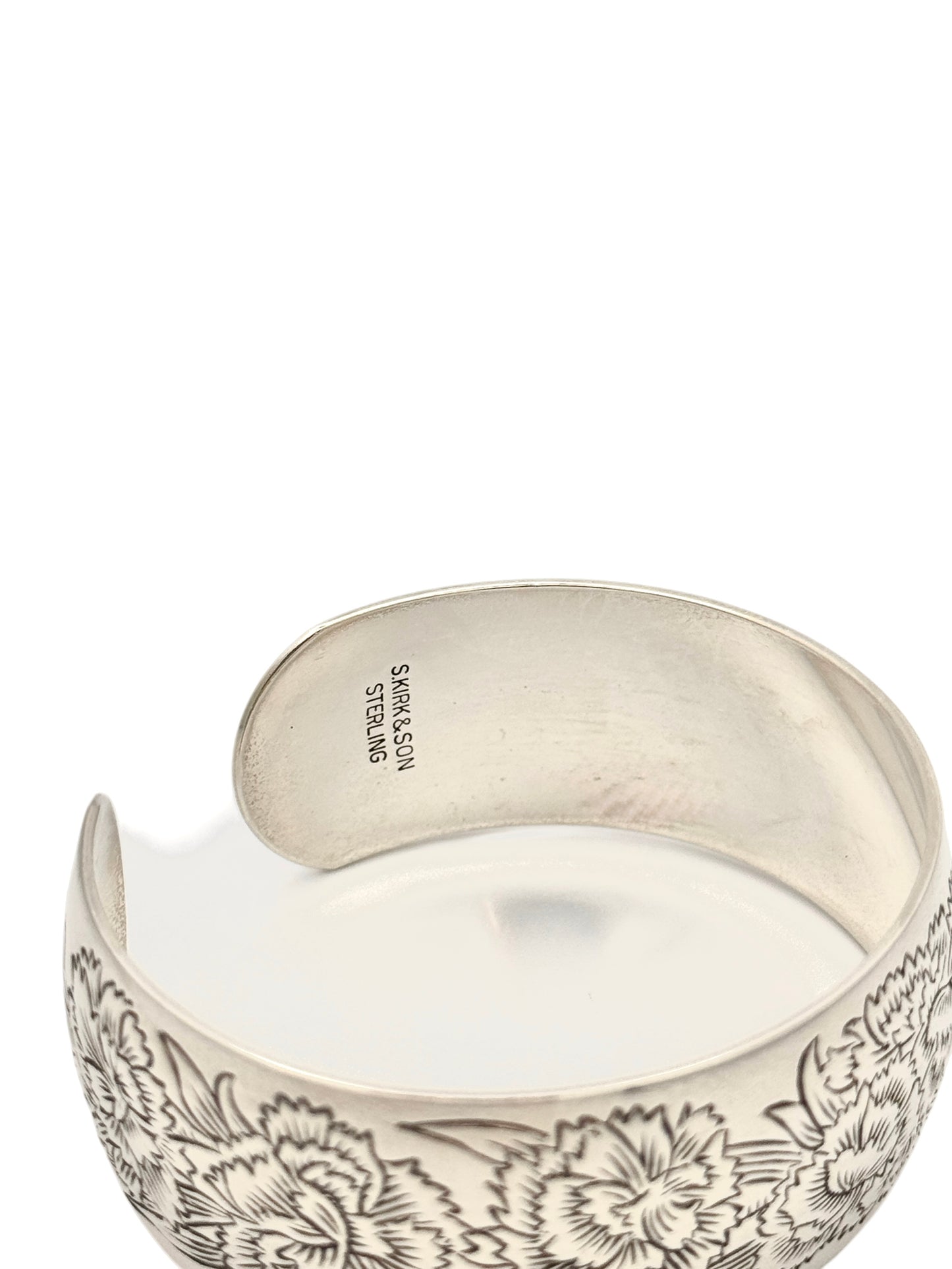 Vintage 1932 S. Kirk & Son Carnation Repousse Cuff Bracelet