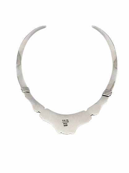 Vintage Sterling Silver Sculpted Silver Torque Necklace | Signed Mexico TR-70
