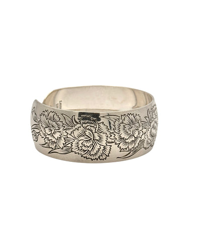 Vintage 1932 S. Kirk & Son Carnation Repousse Cuff Bracelet