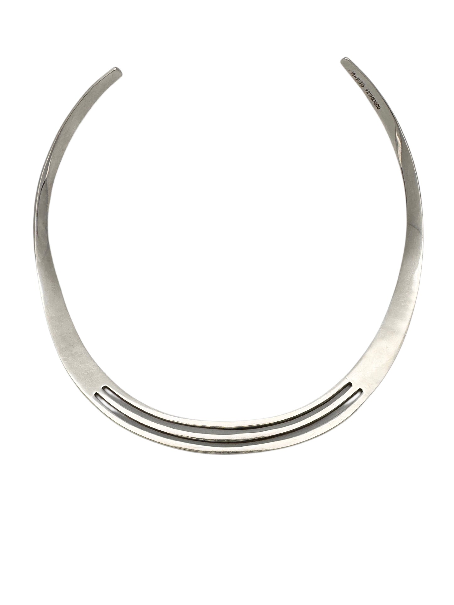 Vintage Sterling Silver Retro Cuff Necklace | Torque Necklace