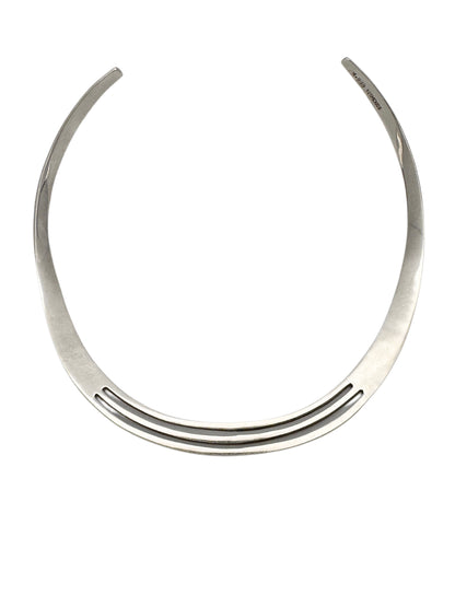 Vintage Sterling Silver Retro Cuff Necklace | Torque Necklace