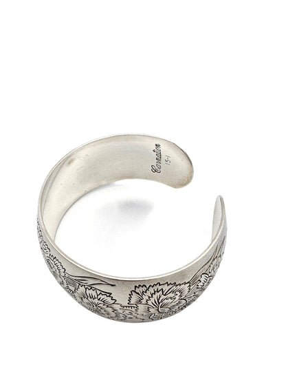 Vintage 1932 S. Kirk & Son Carnation Repousse Cuff Bracelet
