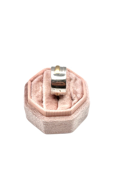 Vintage Sterling Silver White Topaz Ring | Mixed Metal Band