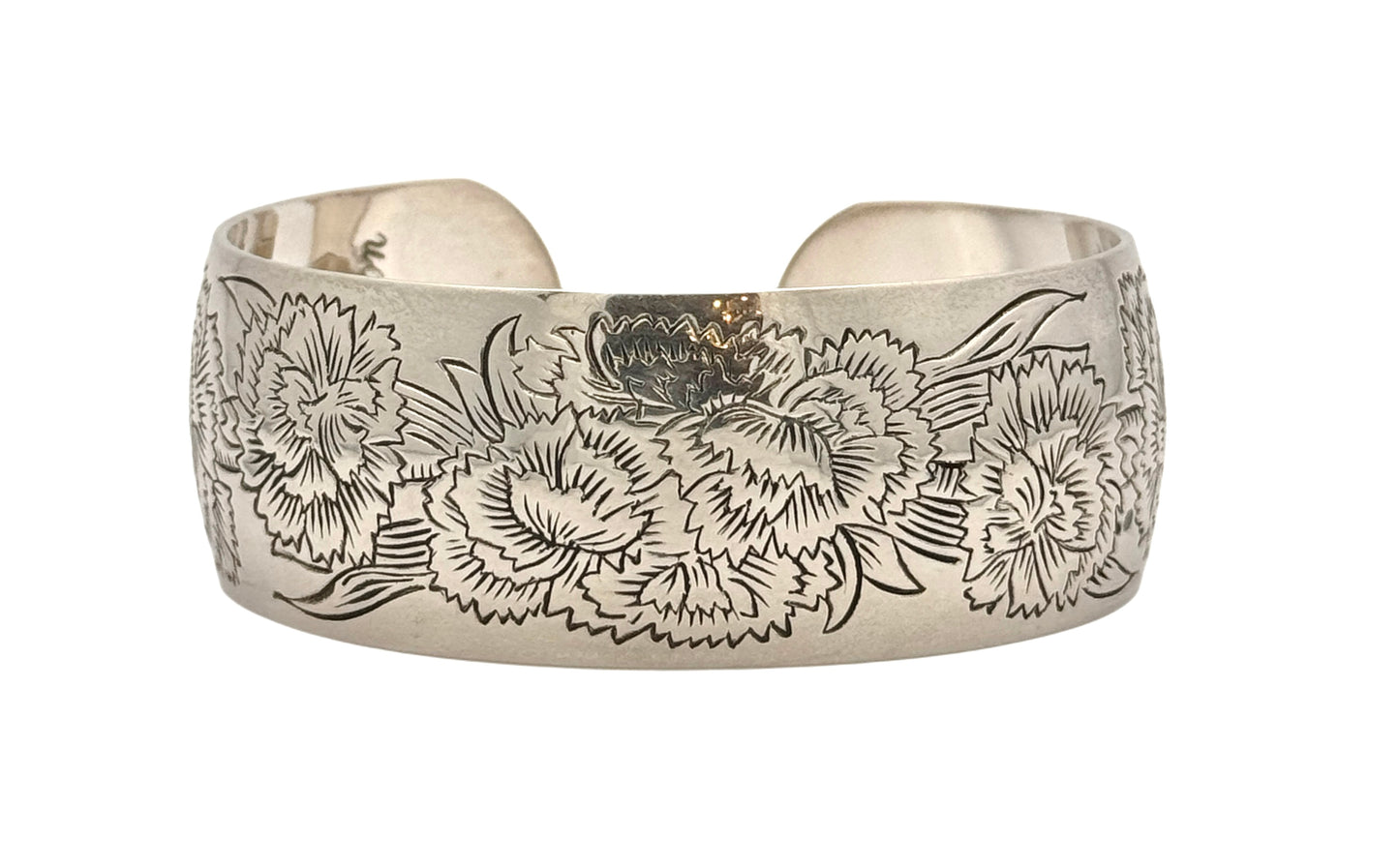 Vintage 1932 S. Kirk & Son Carnation Repousse Cuff Bracelet