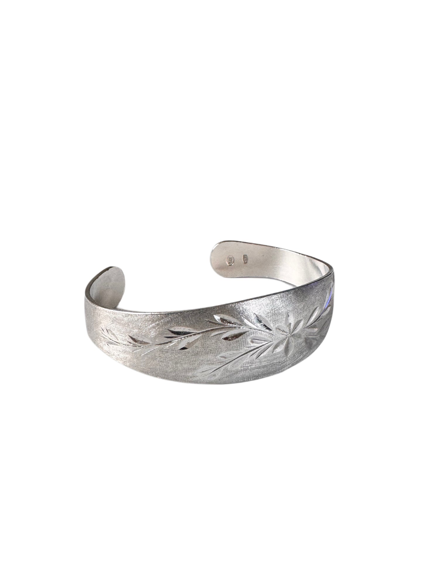 Vintage Sterling Silver Floral Cuff