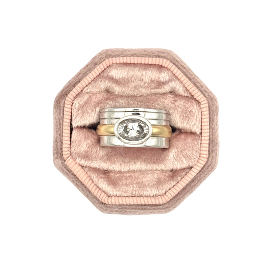 Vintage Sterling Silver White Topaz Ring | Mixed Metal Band