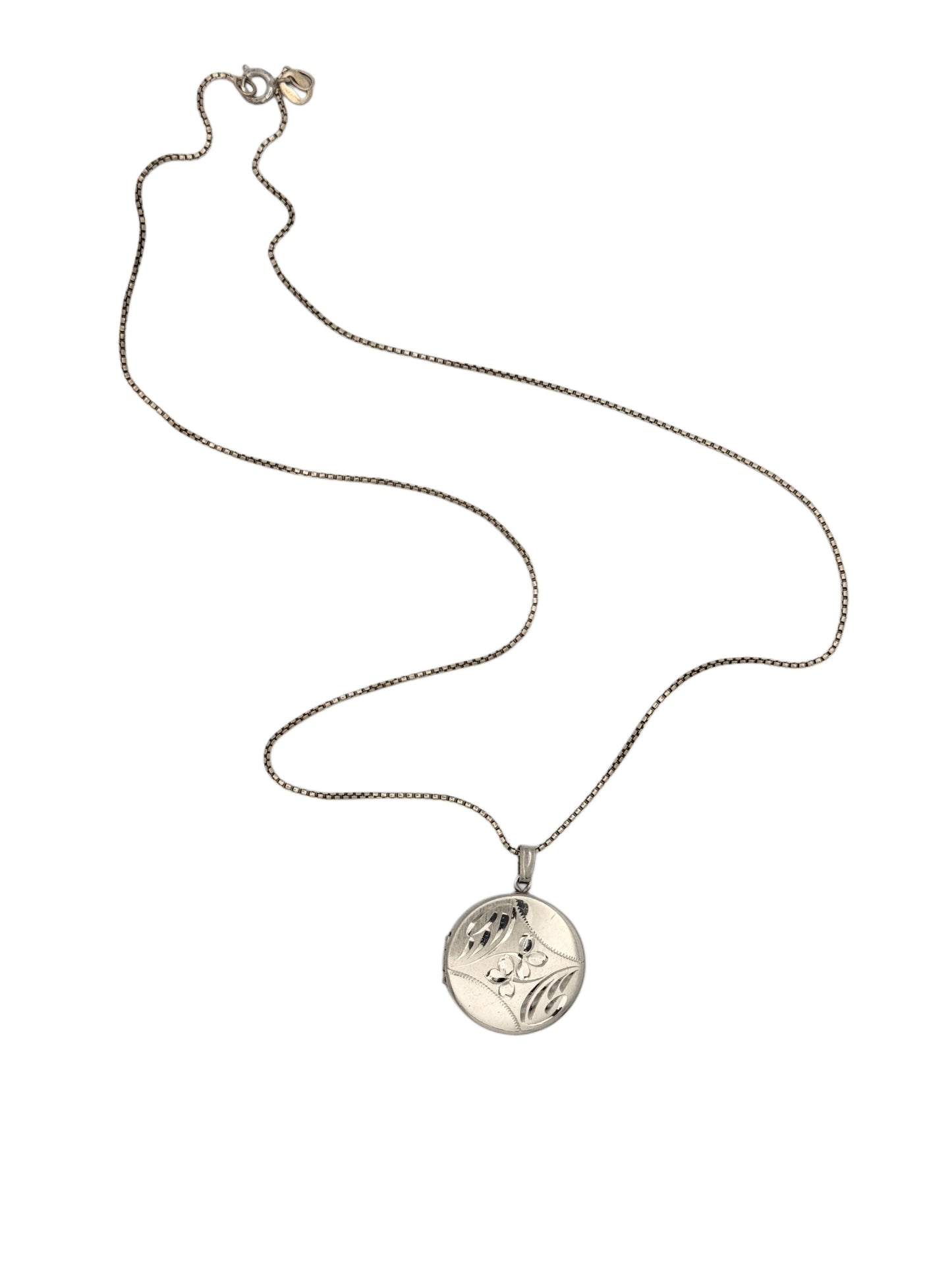 Vintage Sterling Silver Circular Floral Locket