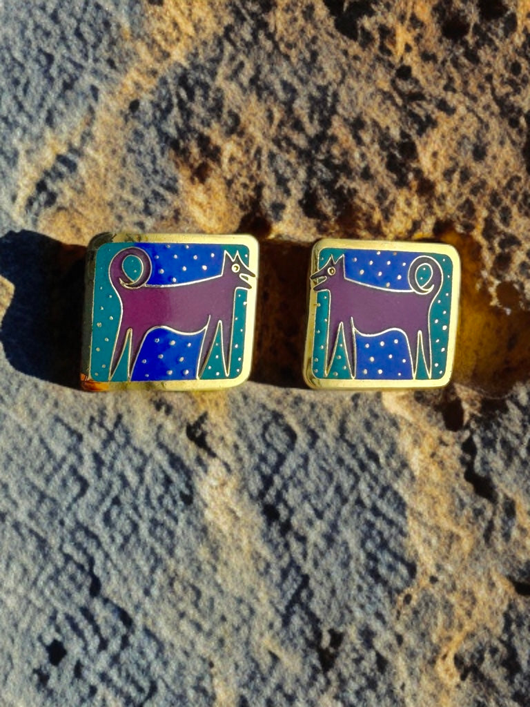 Mystical Night Dog Earrings • 90s Laurel Burch Wearable Art