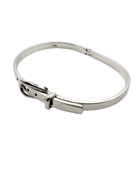 Vintage Sterling Silver Buckle Bangle Bracelet 6.69 inches inches - 7.82 inches