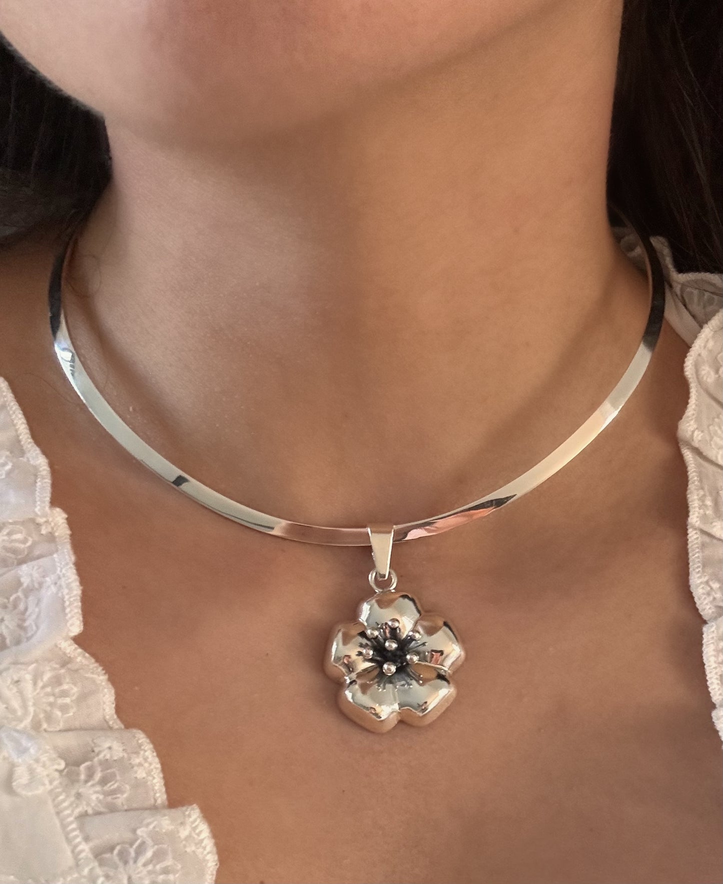 Vintage Floral Cuff Necklace