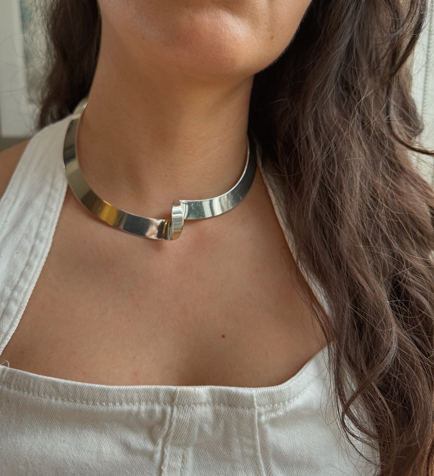 Vintage Sterling Silver Twisted Cuff Necklace | Torque Necklace