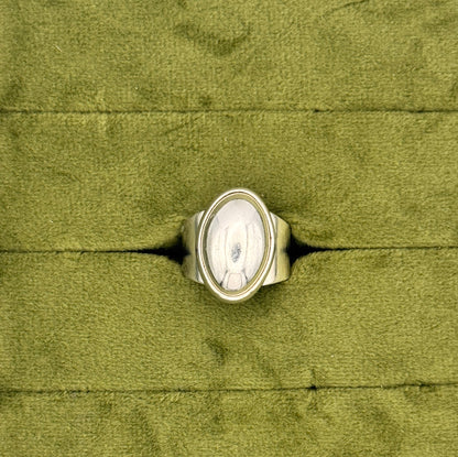Sterling Silver Oval Statement Ring | Mid Century Modern Dome Band, Size 6