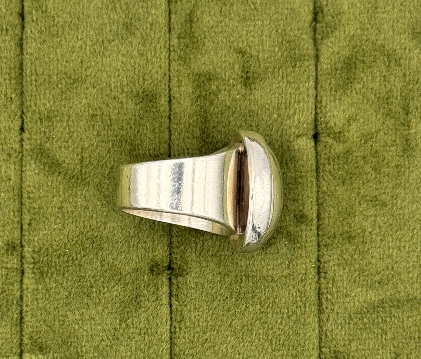 Sterling Silver Oval Statement Ring | Mid Century Modern Dome Band, Size 6