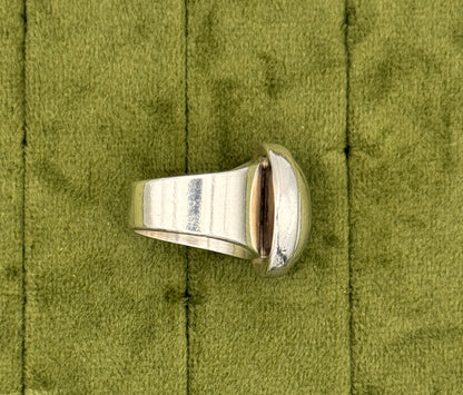 Sterling Silver Oval Statement Ring | Mid Century Modern Dome Band, Size 6