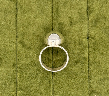 Sterling Silver Oval Statement Ring | Mid Century Modern Dome Band, Size 6
