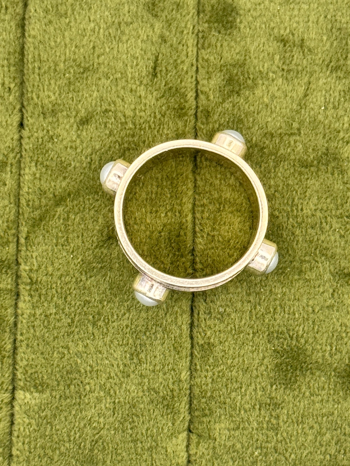 Vintage Sterling Silver Pearl Spinner Ring | Boho Wide Band Fidget Ring | Size 7