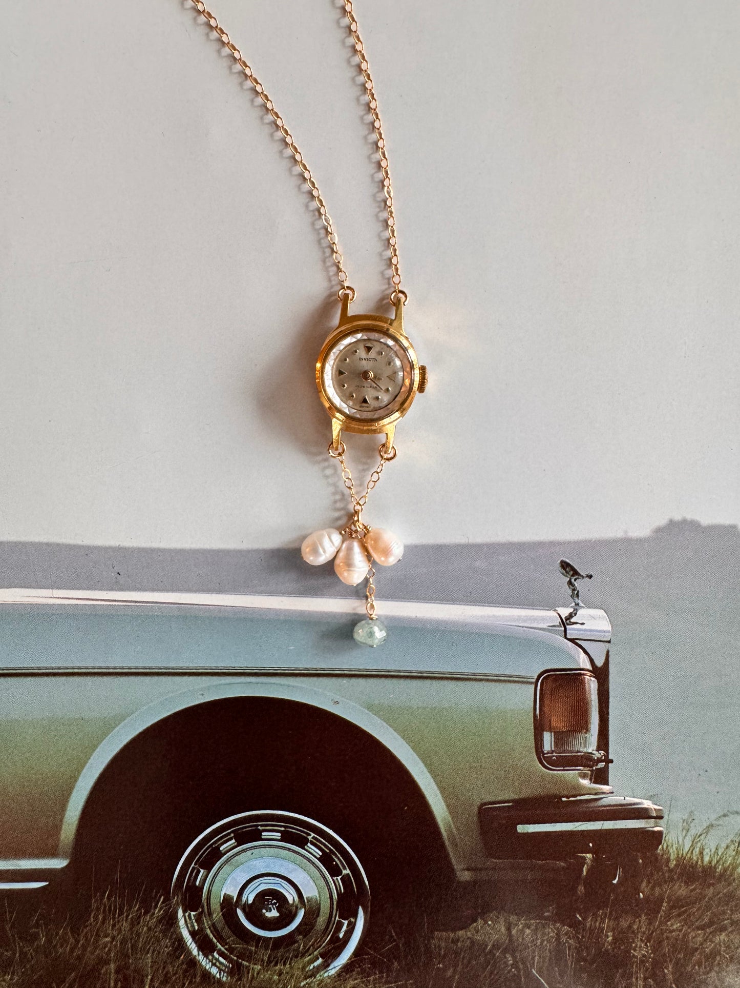 1960s Vintage Reworked Invicta Face Watch Necklace