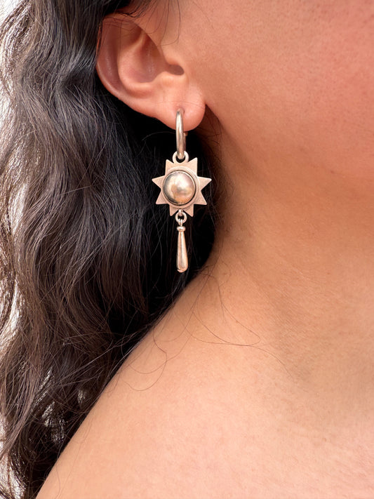 Vintage Sun Dangle Sterling Silver Earrings
