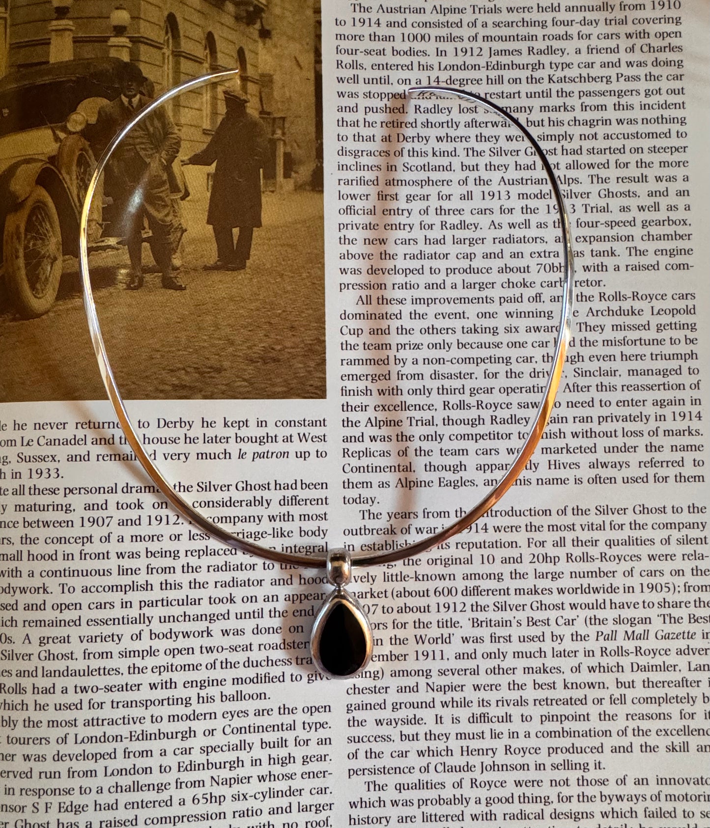Vintage Sterling Silver Cuff Necklace with Black Onyx Pendant