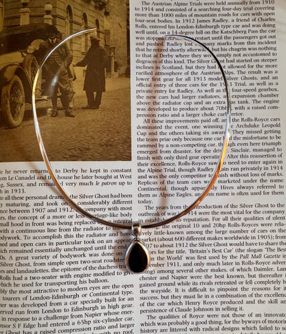 Vintage Sterling Silver Cuff Necklace with Black Onyx Pendant