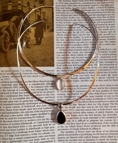 Vintage Sterling Silver Cuff Necklace with Black Onyx Pendant