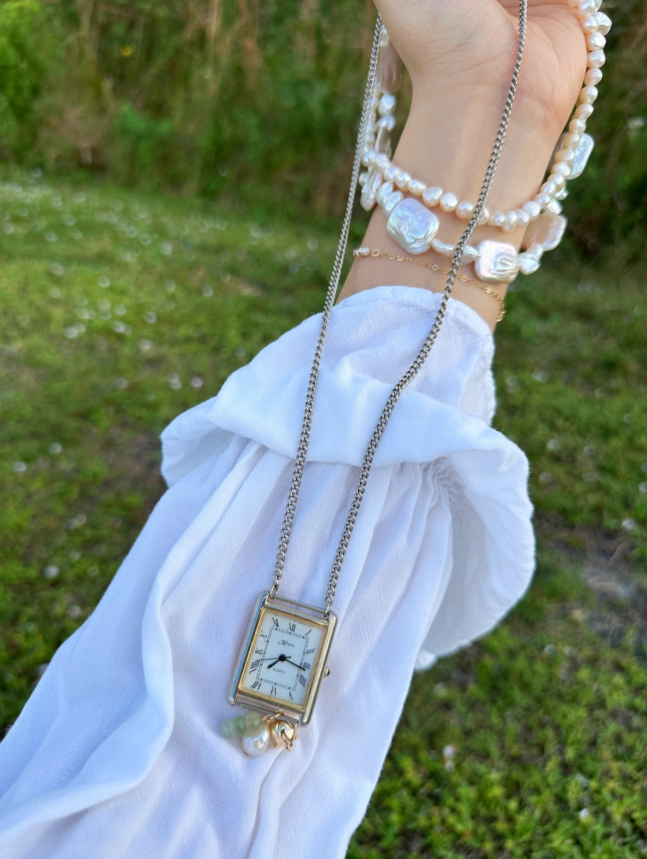Vintage Reworked Marcel Watch Face Necklace