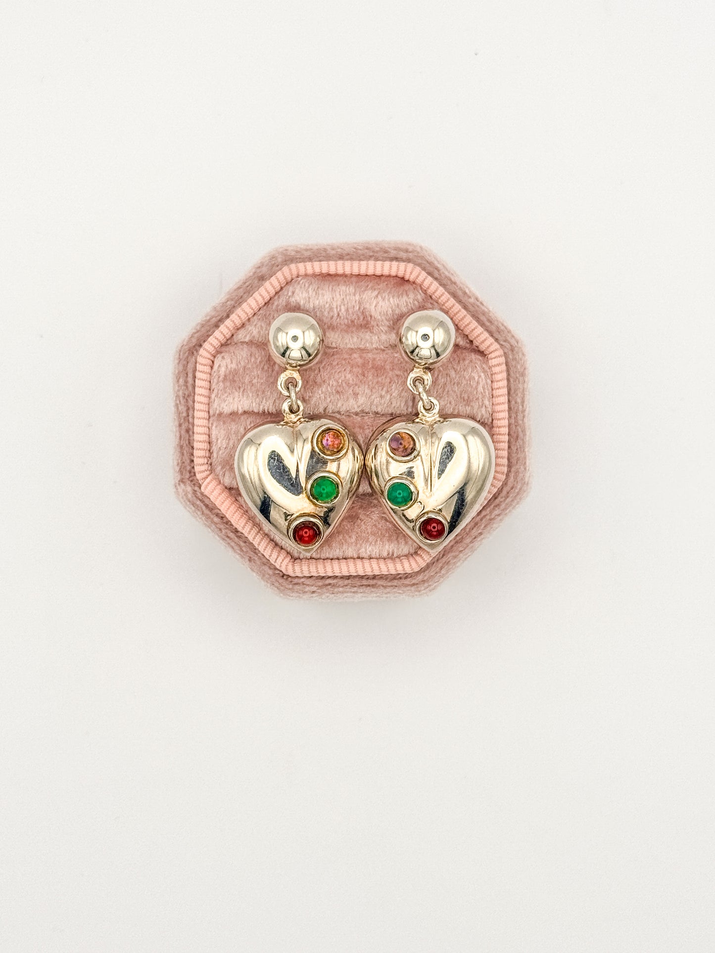 Vintage Sterling Silver Puffy Heart Earrings