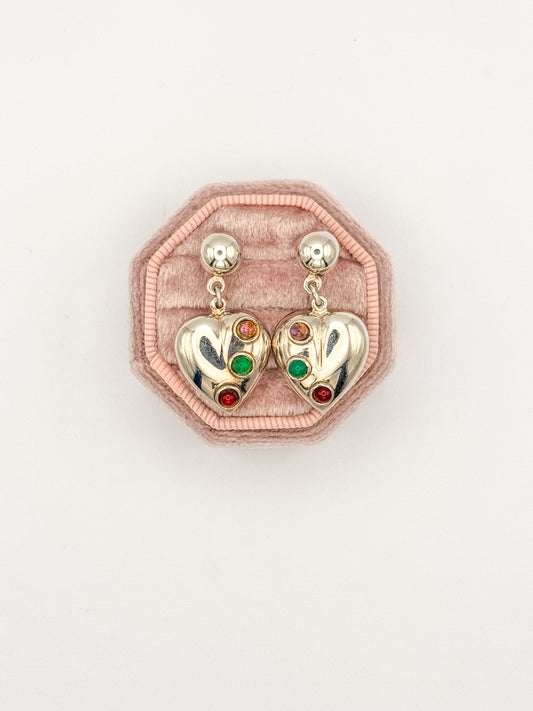 Vintage Sterling Silver Puffy Heart Earrings