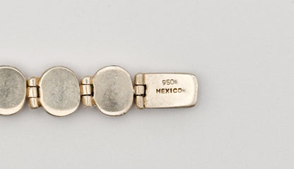 Vintage Sterling Silver Red Jasper Cabochon Bracelet