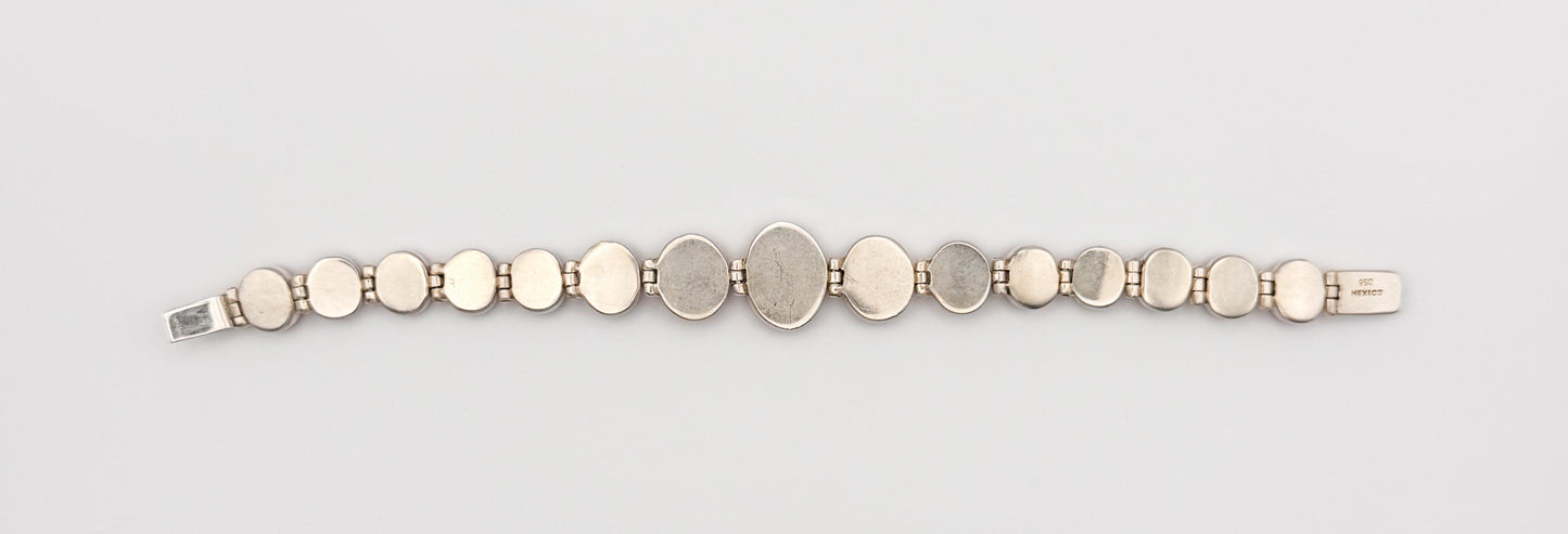 Vintage Sterling Silver Red Jasper Cabochon Bracelet