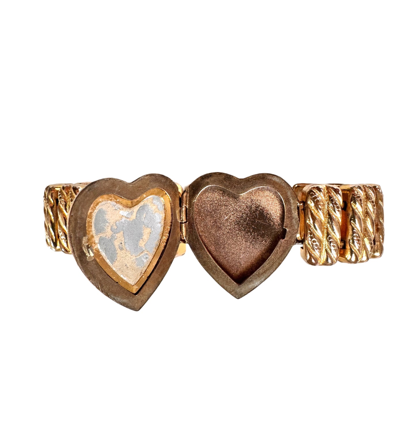Vintage Enamel Sweetheart Locket Bracelet