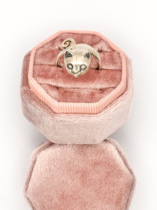 Vintage Sterling Silver Cat Poison Ring