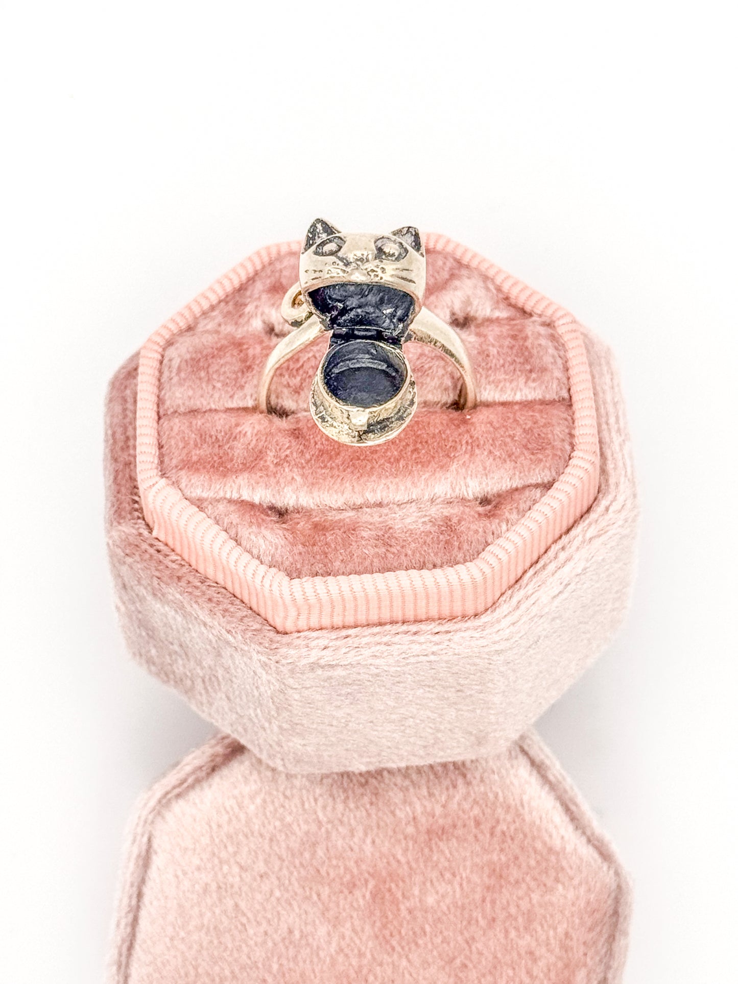 Vintage Sterling Silver Cat Poison Ring