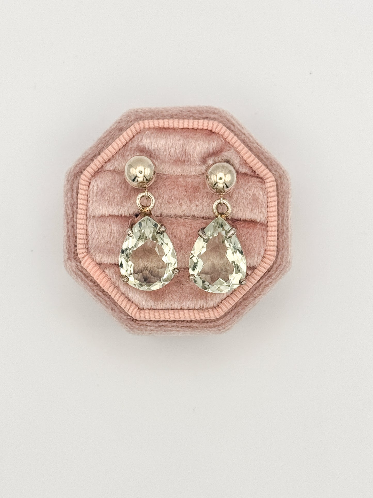 Vintage Sterling Silver Prasiolite Teardrop Earrings