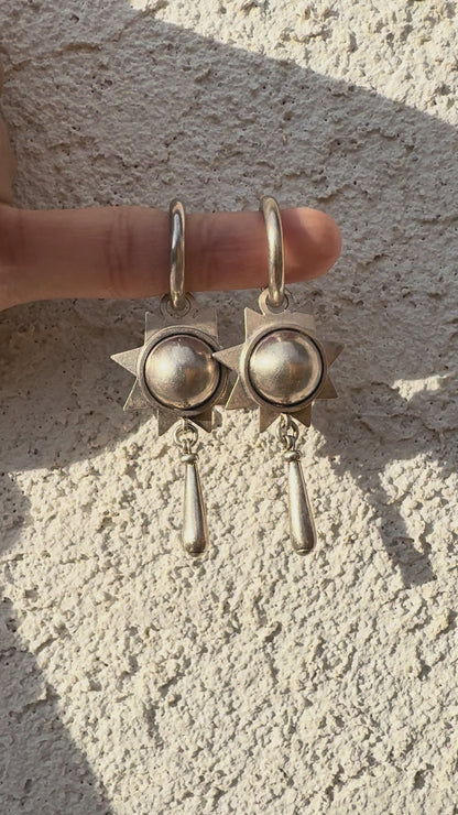Vintage Sun Dangle Sterling Silver Earrings